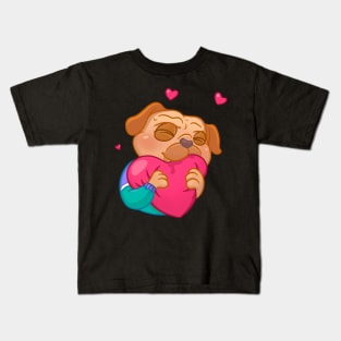 In love pug during isolation of COVID-19 Kids T-Shirt